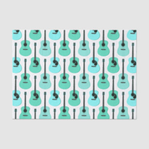 Blue Acoustic Guitars Pattern Tissue Paper