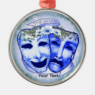 Blue Actor Masks Metal Tree Decoration