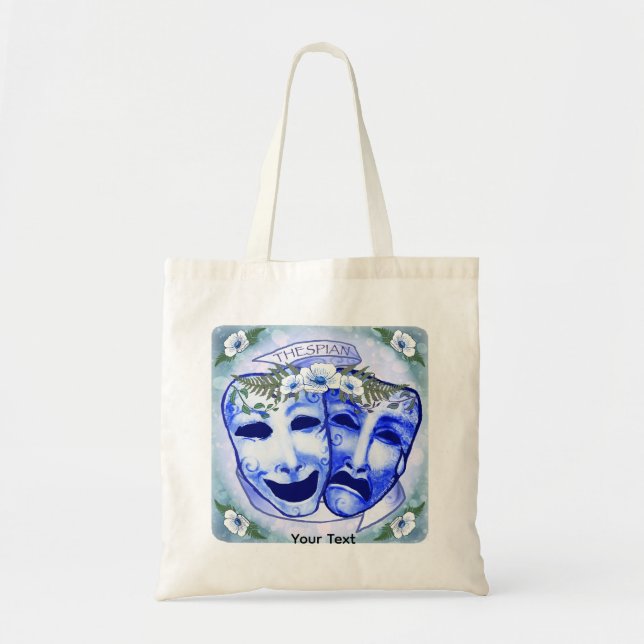 Blue  Actor Masks Tote Bag (Front)