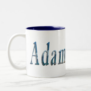 Blue Adam Name Logo, Two-Tone Coffee Mug