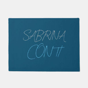 Blue Add Name Modern Minimalist Plain Doormat