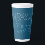 Blue Add Name Modern Minimalist Plain Latte Mug<br><div class="desc">You can easily change the fonts and colours. You can also add your logo and the background image as you like.</div>