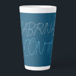 Blue Add Name Modern Minimalist Plain Latte Mug<br><div class="desc">You can easily change the fonts and colours. You can also add your logo and the background image as you like.</div>