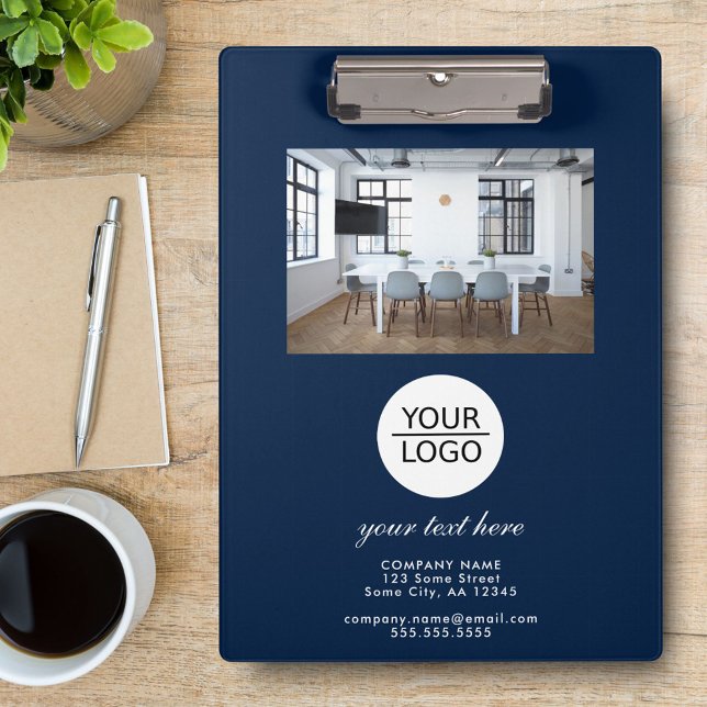 Blue Add your Logo Custom Text Promotion Photo Clipboard (Creator Uploaded)