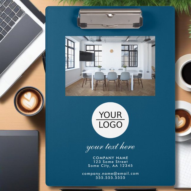 Blue Add your Logo Custom Text Promotion Photo Clipboard (Creator Uploaded)