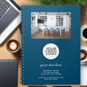 Blue Add your Logo Custom Text Promotion Photo Notebook