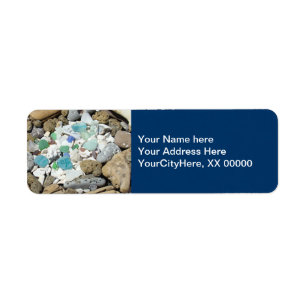 Blue Address Labels Nature beach Shells Rocks