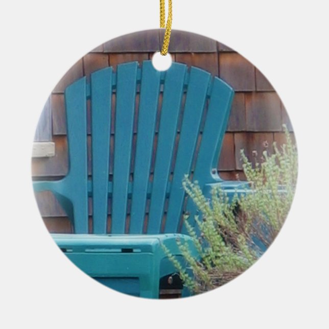 Blue Adirondack Ceramic Tree Decoration (Front)