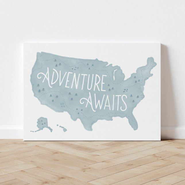 Blue Adventure Awaits US Map Kids Room Decor (Creator Uploaded)