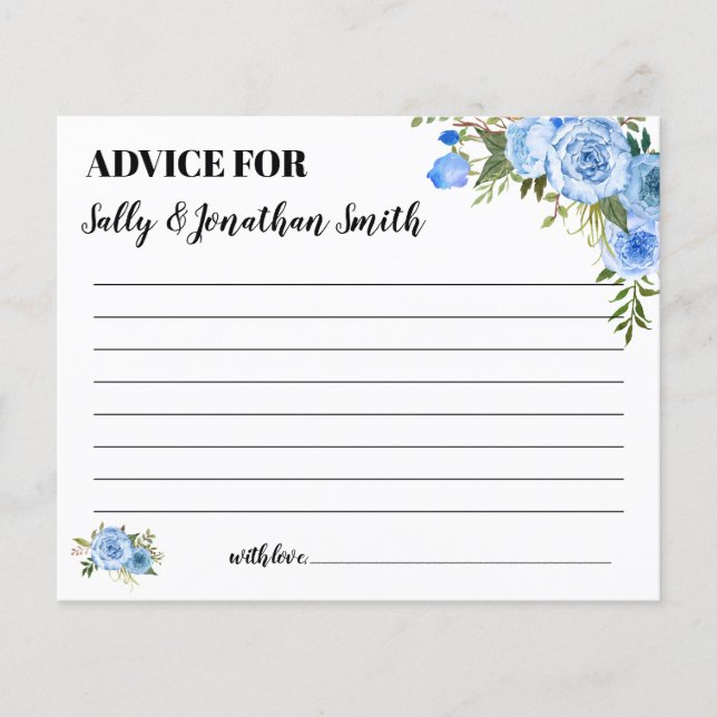 Blue Advice for Mum & Dad bilingual shower card (Front)