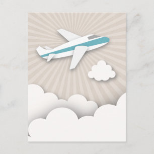Blue Aeroplane Birthday Party Postcard