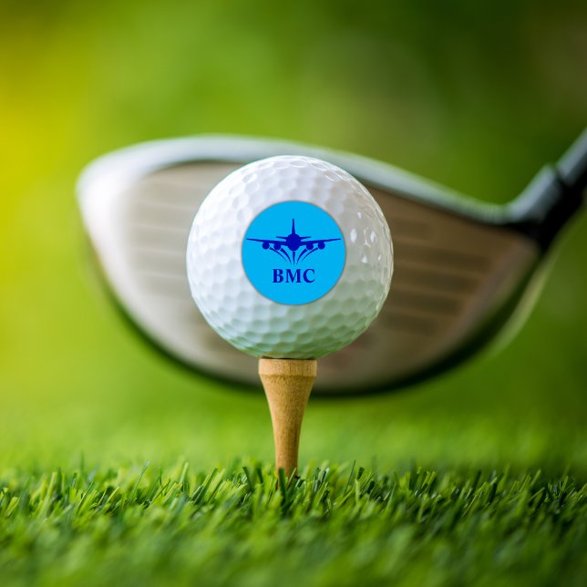 Blue Aeroplane Custom Monogram Pilot Gift   Golf Balls (Creator Uploaded)