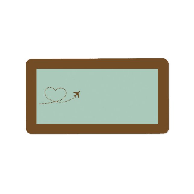 Blue Aeroplane Heart Wedding Mailing Address Label (Front)