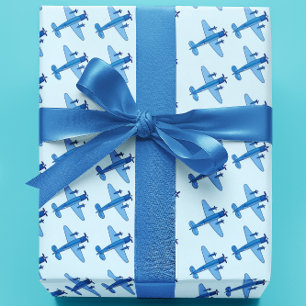 Blue Aeroplane Pattern Baby shower  Wrapping Paper