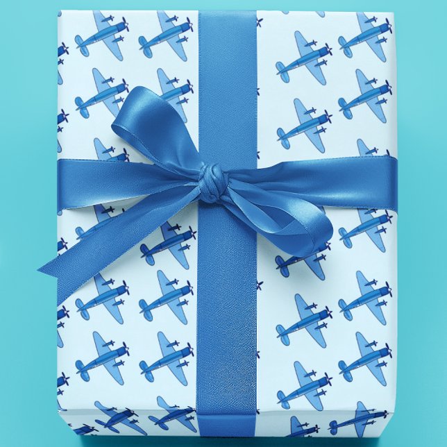 Blue Aeroplane Pattern Baby shower  Wrapping Paper (Creator Uploaded)
