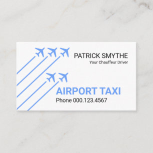 Blue Aeroplanes Taking Off Runway Business Card