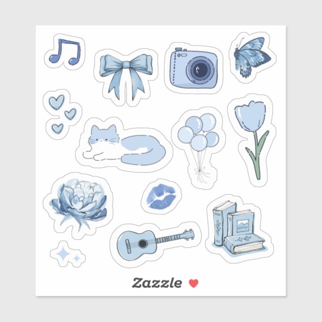 Blue Aesthetic Vinyl Sticker Sheet (Sheet)