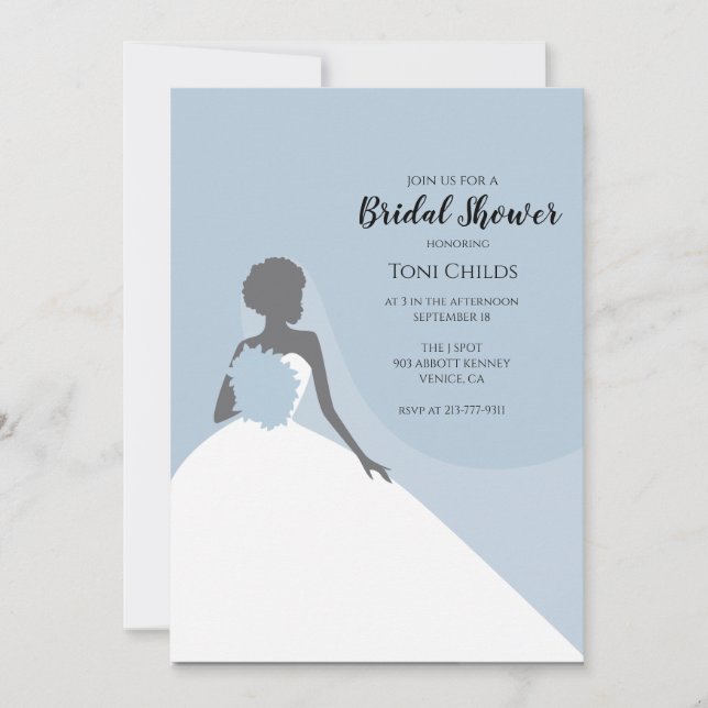 Blue African American Bridal Shower Invitation (Front)