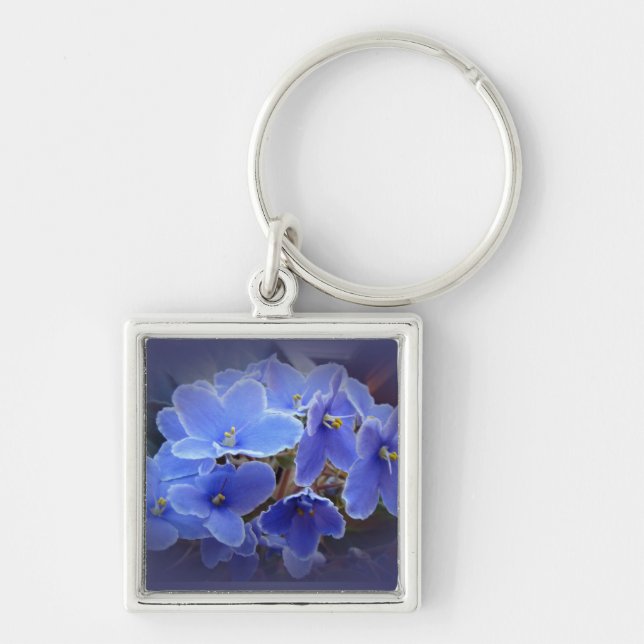 Blue African Violets Key Ring (Front)