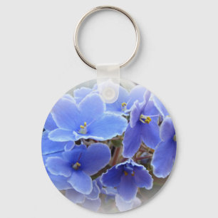 Blue African Violets Key Ring