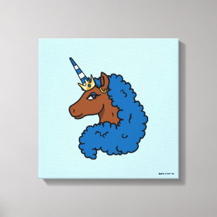 Blue Afro Unicorn Canvas Print