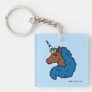 Blue Afro Unicorn Key Ring