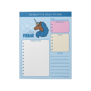 Blue Afro Unicorn Notepad