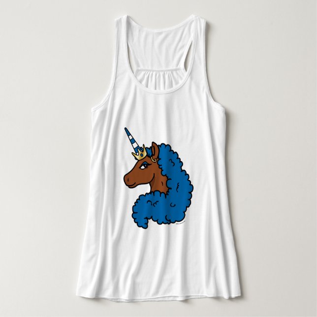 Blue Afro Unicorn Singlet (Design Front)