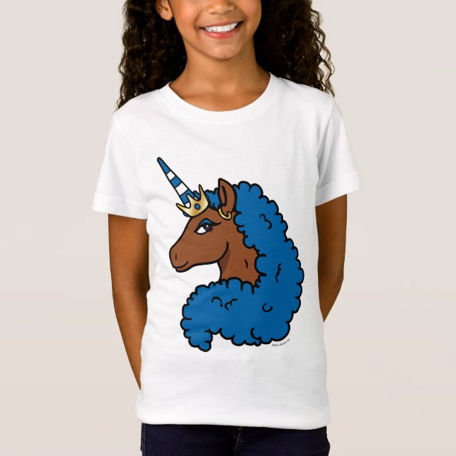 Blue Afro Unicorn T-Shirt (Front)