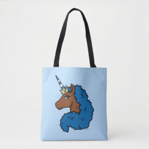 Blue Afro Unicorn Tote Bag