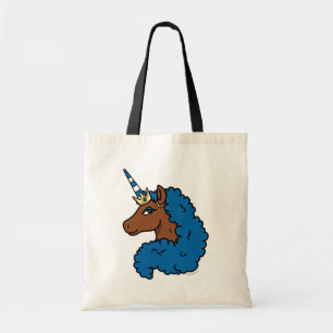 Blue Afro Unicorn Tote Bag