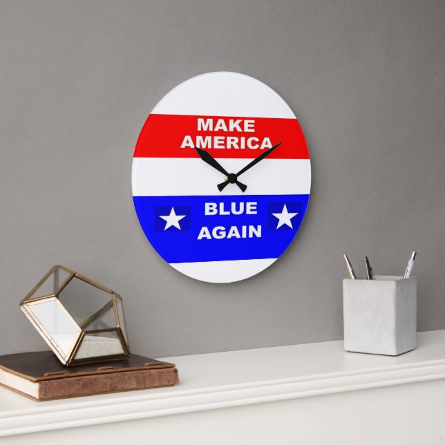 Blue Again Large Clock (Office)