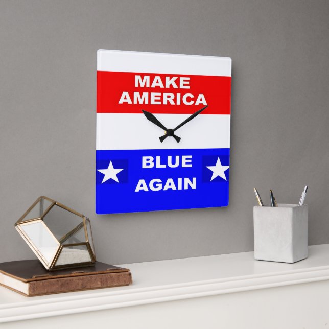 Blue Again Square Wall Clock (Office)