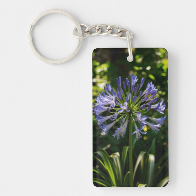 Blue Agapanthus Flowers Key Ring (Front)