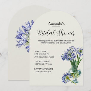 Blue Agapanthus Single Stem Arch Bridal  Invitation