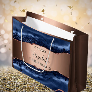 Blue agate copper bridesmade large gift bag