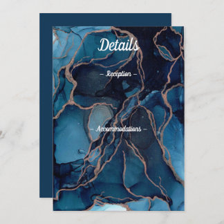 Blue Agate & Copper Wedding Details Card