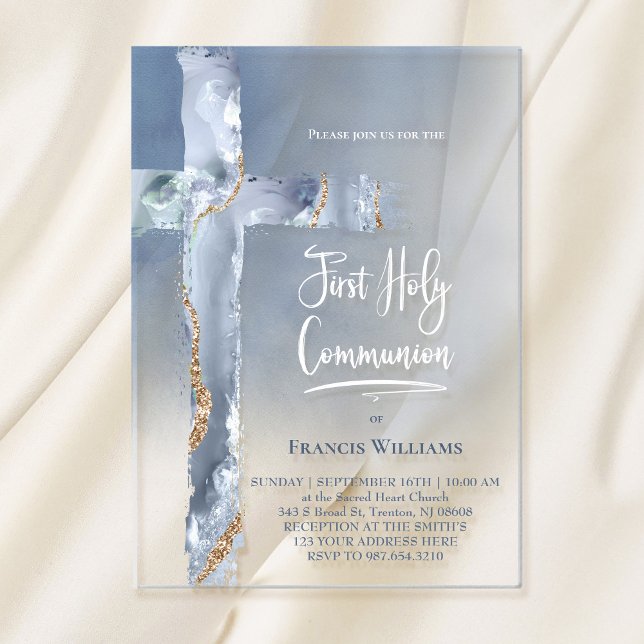 blue agate | First Communion Acrylic Invitations (Creator Uploaded)