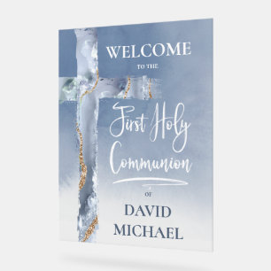 blue agate   First Communion welcome sign