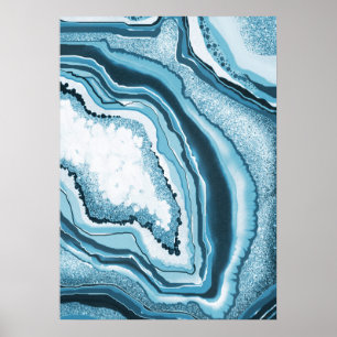 Blue Agate Geode Gemstone Poster
