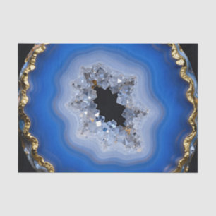 Blue Agate Geode Gold Edge Crystal Art Tissue Paper