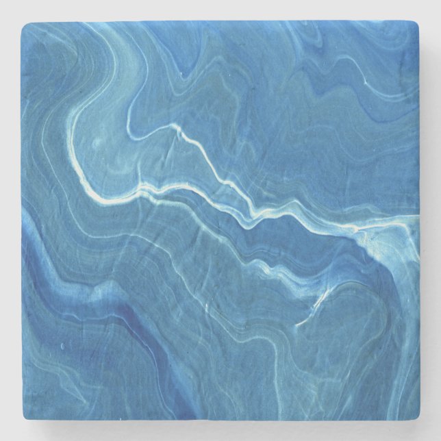 Blue Agate Marble Abstraction  Stone Coaster (Front)