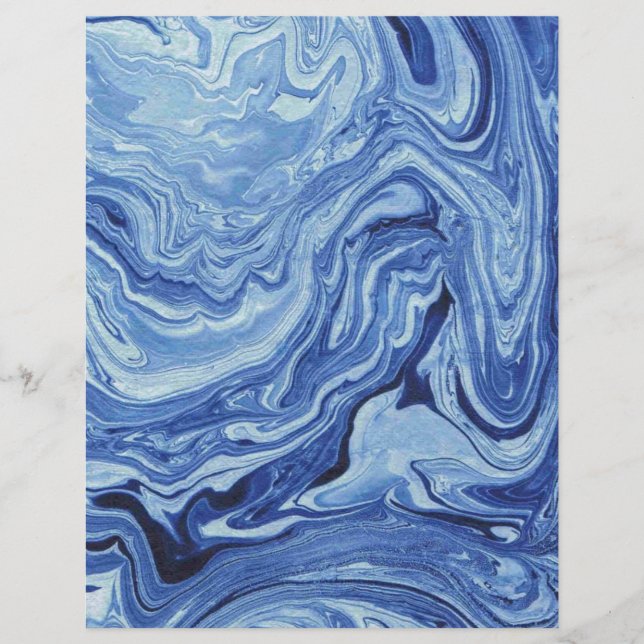Blue Agate Marble Pattern Swirl Arts & Craft Paper (Front)