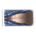 Blue agate marble rose gold name script