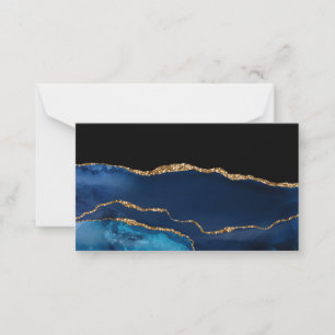 Blue Agate Marble Shiny Golden Glitter Chic Glam Card