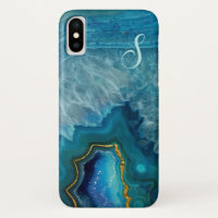 Blue Agate Monogrammed iphone X Case