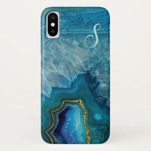 Blue Agate Monogrammed iphone X Case