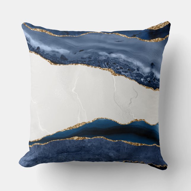 Blue Agate on Marble with Gold Cushion (Front)
