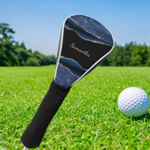 Blue Agate Rose Gold Golf Head Cover