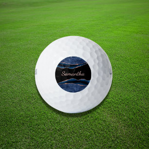 Blue Agate Rose Gold Name Golf Balls